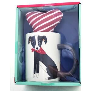 MUG & SOFT DOG BONE TOY-Gift Set-Large Mug with Dog-Red & White Soft Dog Toy